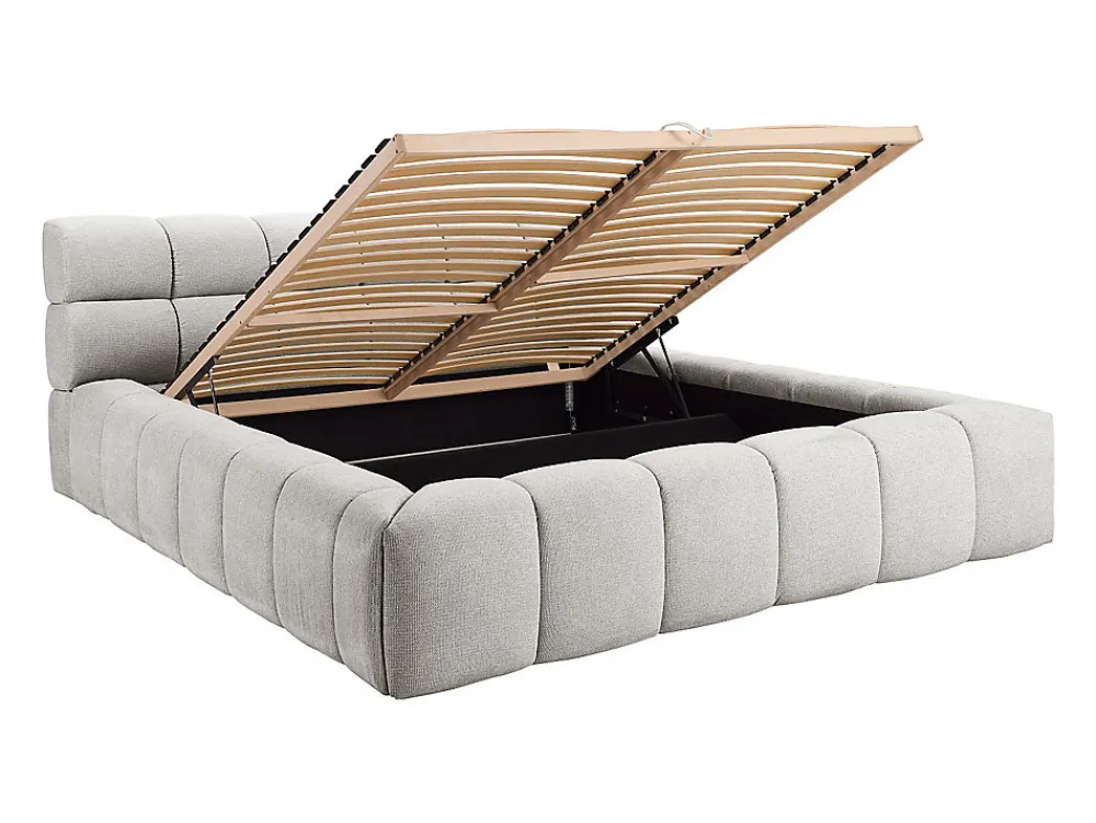 Lit coffre 160 x 200 cm - Tissu - Gris clair - FORVIK>Vente-unique Clearance