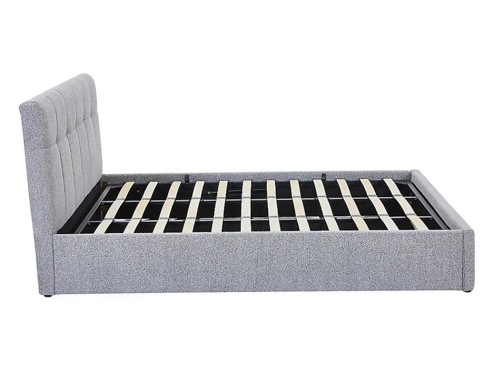 Vente-unique Lit coffre 180 x 200 cm - Tissu bouclette - Gris + Matelas - MAZIRI* Ensemble Sommier Et Matelas