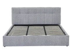 Vente-unique Lit coffre 180 x 200 cm - Tissu bouclette - Gris + Matelas - MAZIRI* Ensemble Sommier Et Matelas
