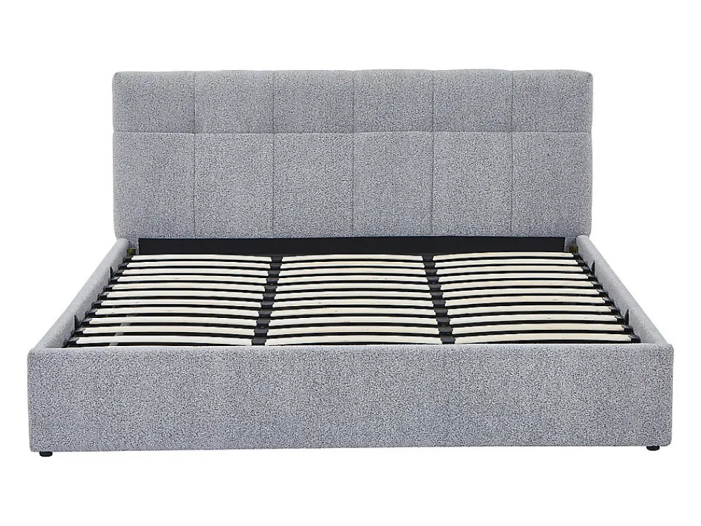 Vente-unique Lit coffre 180 x 200 cm - Tissu bouclette - Gris + Matelas - MAZIRI* Ensemble Sommier Et Matelas