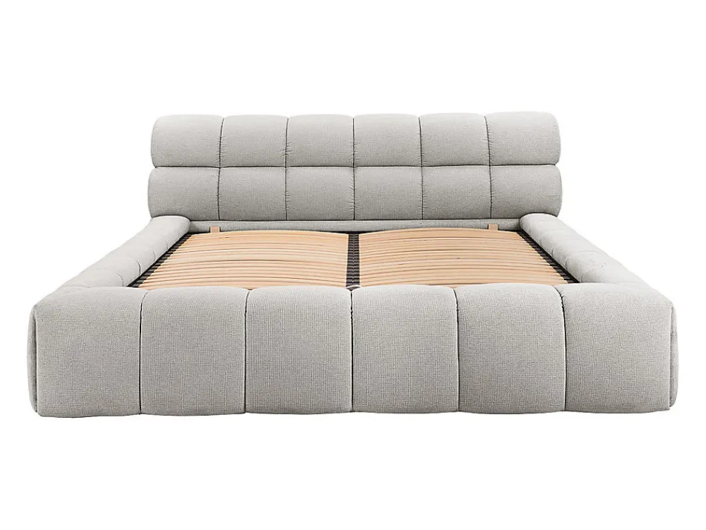 Vente-unique Lit coffre 180 x 200 cm - Tissu - Gris clair + Matelas - FORVIK* Ensemble Sommier Et Matelas