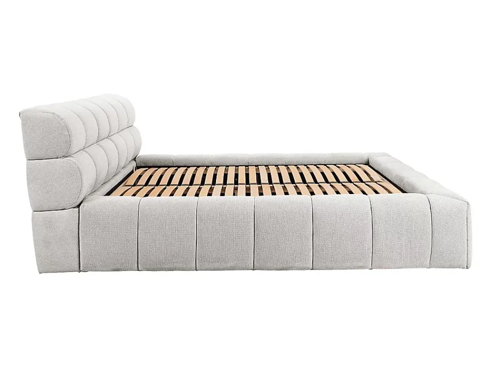 Vente-unique Lit coffre 180 x 200 cm - Tissu - Gris clair + Matelas - FORVIK* Ensemble Sommier Et Matelas