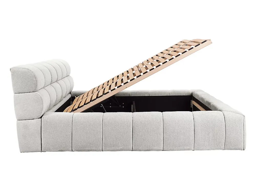 Vente-unique Lit coffre 180 x 200 cm - Tissu - Gris clair + Matelas - FORVIK* Ensemble Sommier Et Matelas