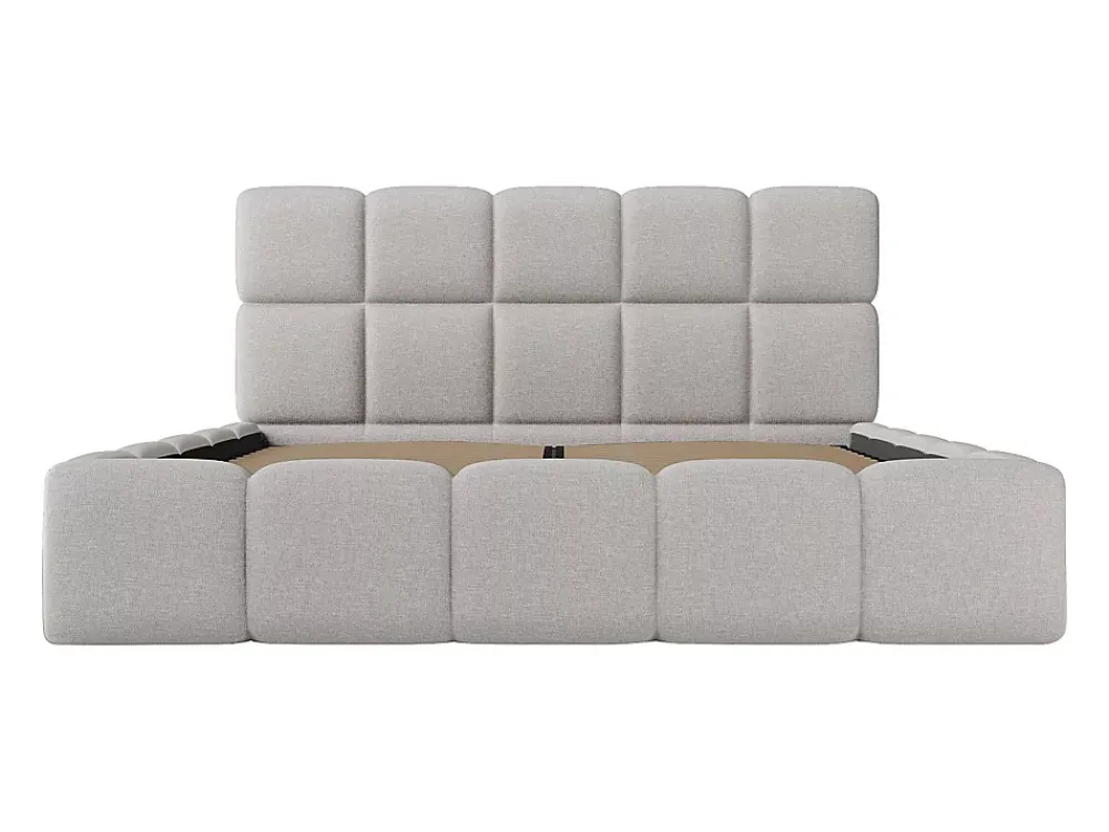 Vente-unique Lit coffre 180 x 200 cm - Tissu chiné - Gris clair - DAMADO II* Lit Coffre