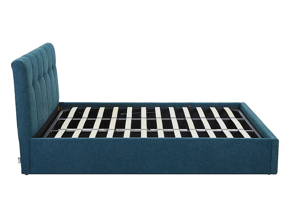 Lit coffre 180 x 200 cm - Tissu bouclette - Bleu canard + Matelas - MAZIRI>Vente-unique Outlet