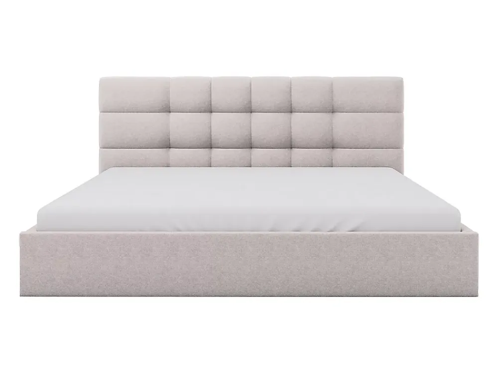 Vente-unique Lit coffre 200 x 200 cm - Tissu - Beige - ELIAVA* Lit Coffre