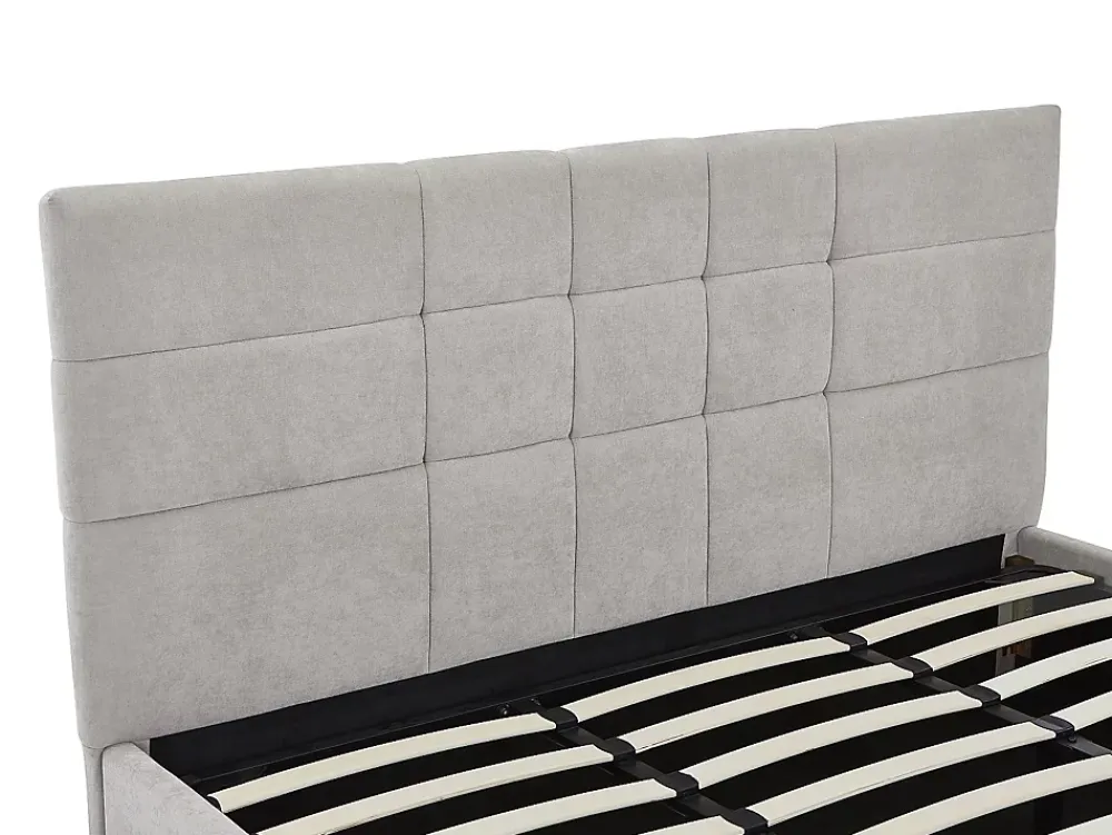 Vente-unique Lit coffre 180 x 200 cm - Tissu - Gris - HOPEYA* Lit Coffre