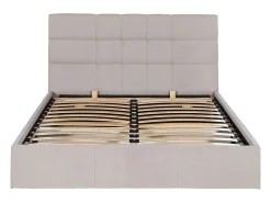 Vente-unique Lit coffre 160 x 200 cm - Tissu - Beige - ELIAVA* Lit Coffre