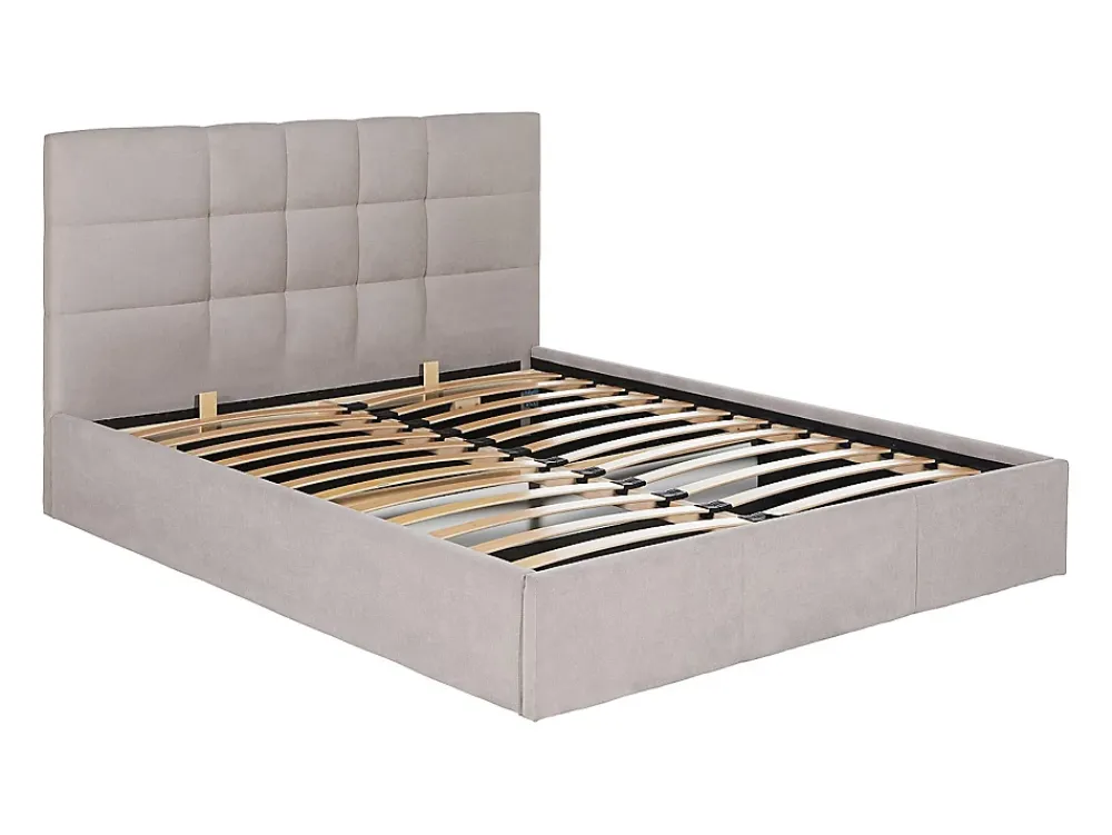 Vente-unique Lit coffre 160 x 200 cm - Tissu - Beige - ELIAVA* Lit Coffre