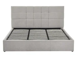Lit coffre 180 x 200 cm - Tissu - Gris + Matelas - HOPEYA><noscript><img width=