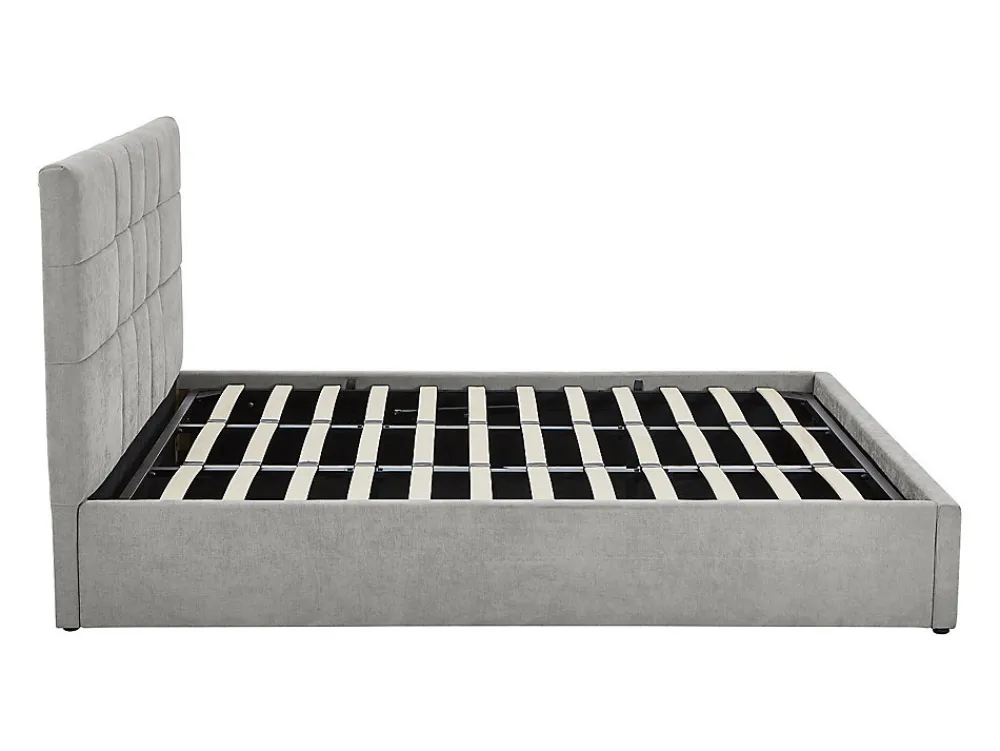 Lit coffre 180 x 200 cm - Tissu - Gris + Matelas - HOPEYA>Vente-unique Outlet