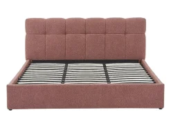 Vente-unique Lit coffre 180 x 200 cm - Tissu bouclette - Terracotta + Matelas - MAZIRI* Ensemble Sommier Et Matelas