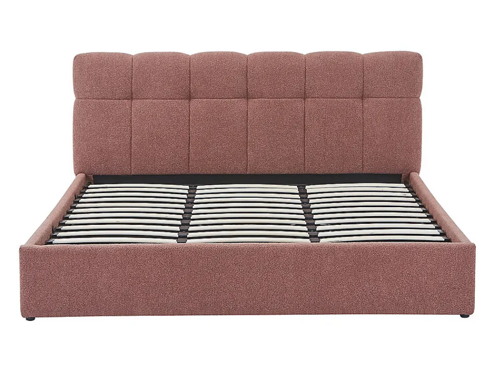 Vente-unique Lit coffre 180 x 200 cm - Tissu bouclette - Terracotta + Matelas - MAZIRI* Ensemble Sommier Et Matelas