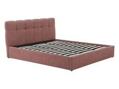 Vente-unique Lit coffre 180 x 200 cm - Tissu bouclette - Terracotta + Matelas - MAZIRI* Ensemble Sommier Et Matelas