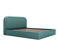 Lit coffre 180 x 200 cm - Tissu chiné - Bleu canard + Matelas - FIREZA><noscript><img width=