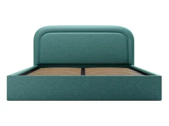 Lit coffre 180 x 200 cm - Tissu chiné - Bleu canard + Matelas - FIREZA><noscript><img width=