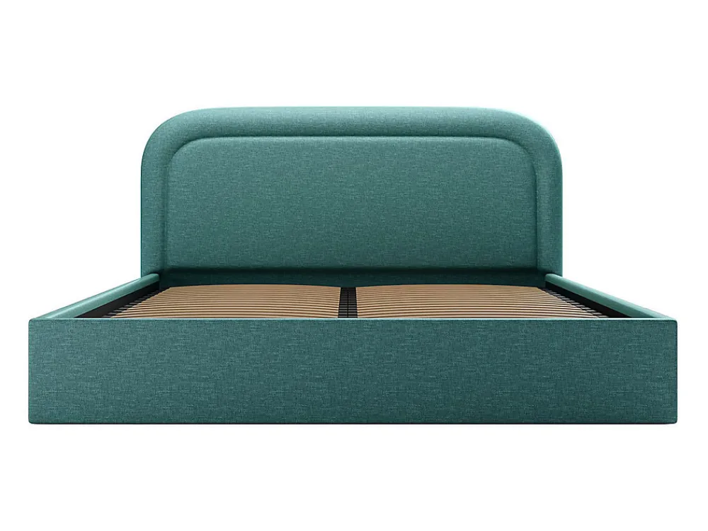 Lit coffre 180 x 200 cm - Tissu chiné - Bleu canard + Matelas - FIREZA>Vente-unique