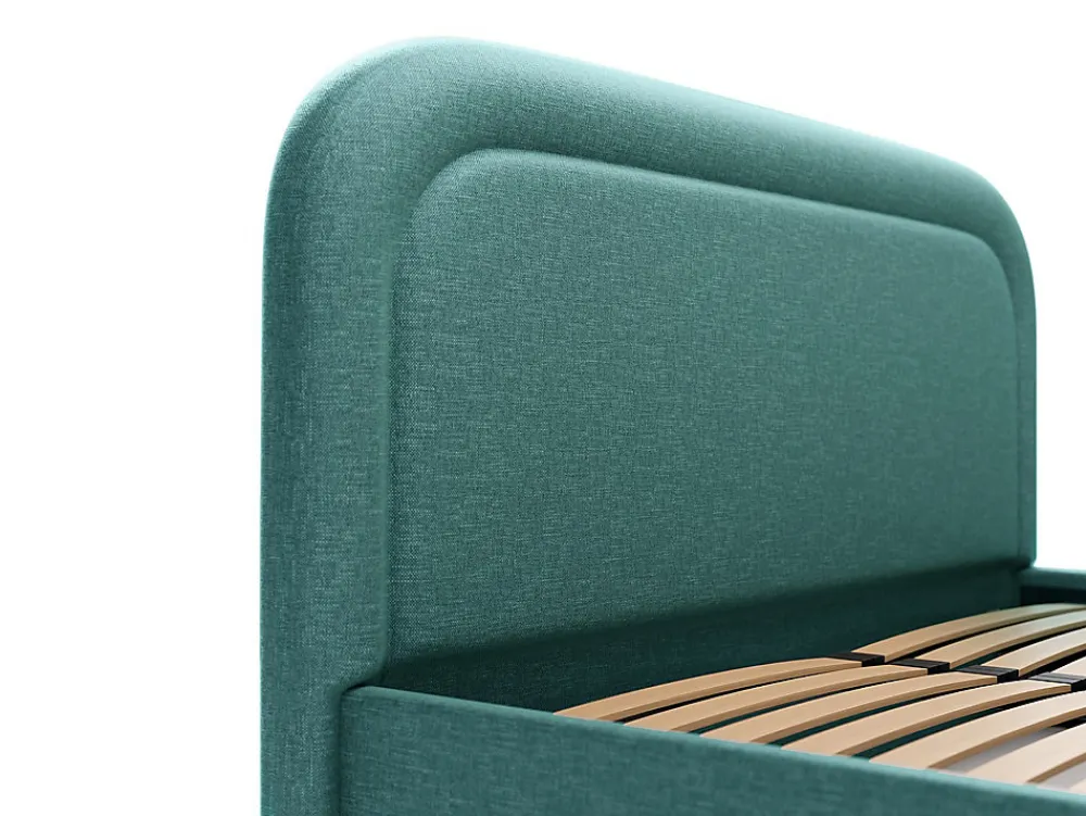 Lit coffre 180 x 200 cm - Tissu chiné - Bleu canard + Matelas - FIREZA>Vente-unique
