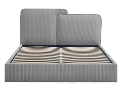 Lit coffre 180 x 200 cm - Velours côtelé - Gris + Matelas - NAYOLA><noscript><img width=