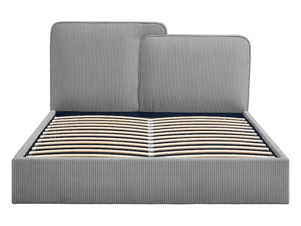 Lit coffre 180 x 200 cm - Velours côtelé - Gris + Matelas - NAYOLA>Vente-unique Hot