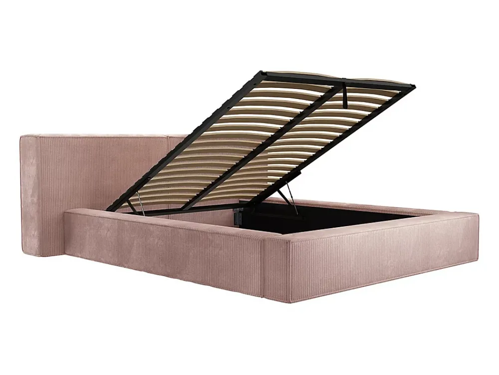 Vente-unique Lit coffre 180 x 200 cm - Velours côtelé - Rose - TIMANO* Lit Coffre