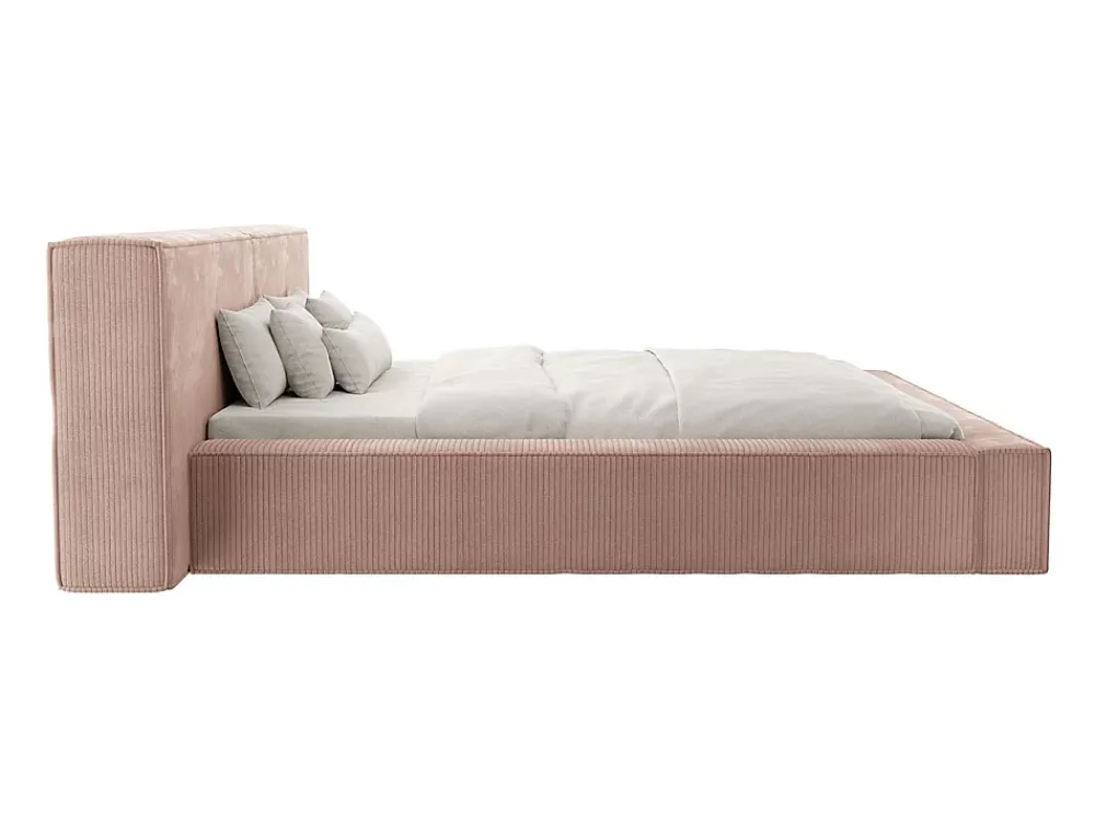 Vente-unique Lit coffre 180 x 200 cm - Velours côtelé - Rose - TIMANO* Lit Coffre