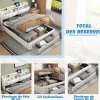 Fortuna lai Lit Coffre 140 X 200 Cm Avec Éclairage LED Et Chargement USB, Avec Tiroirs, Velours, Blanc Cassé* Lit Coffre