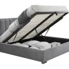 Vente-unique Lit coffre 160 x 200 cm avec tête de lit incurvée - Velours - Gris clair + Matelas - TEOMIS* Ensemble Sommier Et Matelas