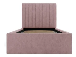 Lit coffre 90 x 190 cm avec tête de lit coutures verticales - Tissu - Rose + Matelas - SARAH><noscript><img width=