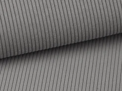 Lit coffre 140 x 190 cm avec tête de lit coutures verticales - Velours côtelé - Gris + Matelas - SARAH><noscript><img width=