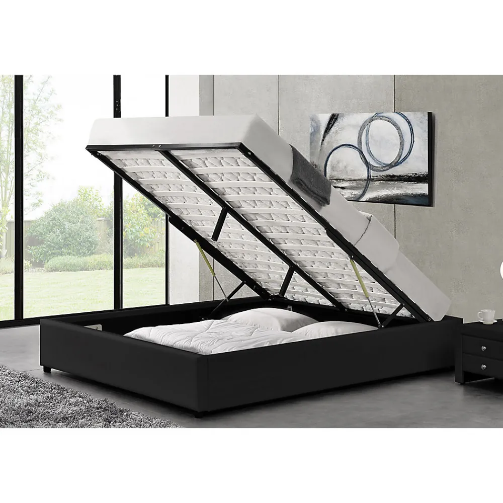 Lit coffre 140 x 190 cm noir - KENNINGTON>Concept Usine Outlet