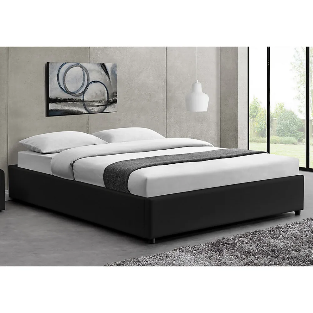 Lit coffre 140 x 190 cm noir - KENNINGTON>Concept Usine Outlet