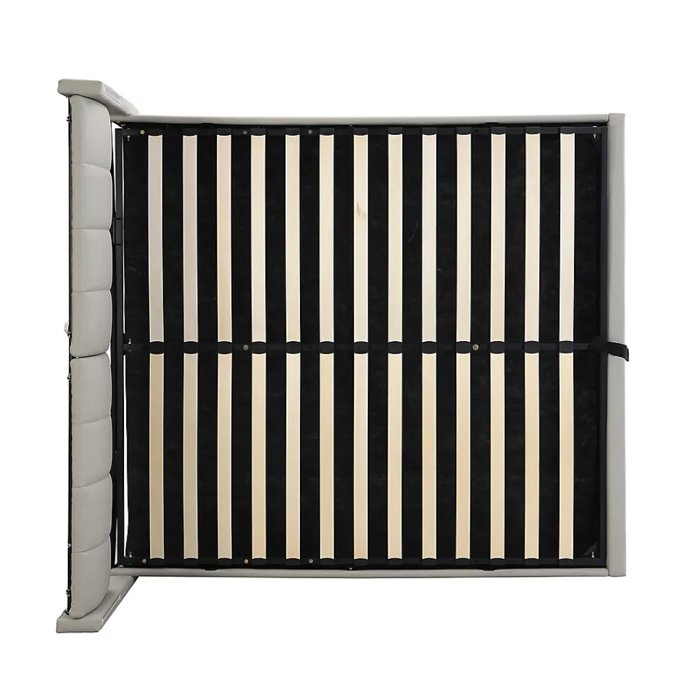Gutent Lit coffre 160 x 200 cm,lit hydraulique,Lit rembourré, avec espace de rangement, tête de lit réglable,PU,gris* Lit Coffre