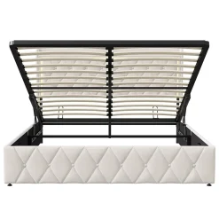 Generique lit coffre 160 x 200,lit double 160 x 200 avec sommier,Tête de lit avec chargement USB et lumières LED réglables,velours,Beige* Lit Coffre