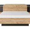 Vente-unique Lit coffre avec chevets 160 x 200 cm - Avec LEDs - Coloris : Naturel et noir - JUVISIA* Lit Coffre