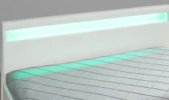 Lit coffre avec LED 160 x 200 cm blanc - ENFIELD><noscript><img data-lazyloaded=