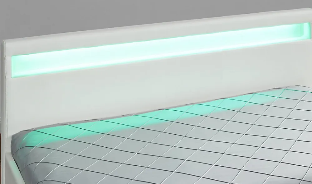 Lit coffre avec LED 160 x 200 cm blanc - ENFIELD>Concept Usine Outlet