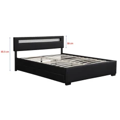 Lit coffre avec LED 160 x 200 cm blanc - ENFIELD><noscript><img data-lazyloaded=