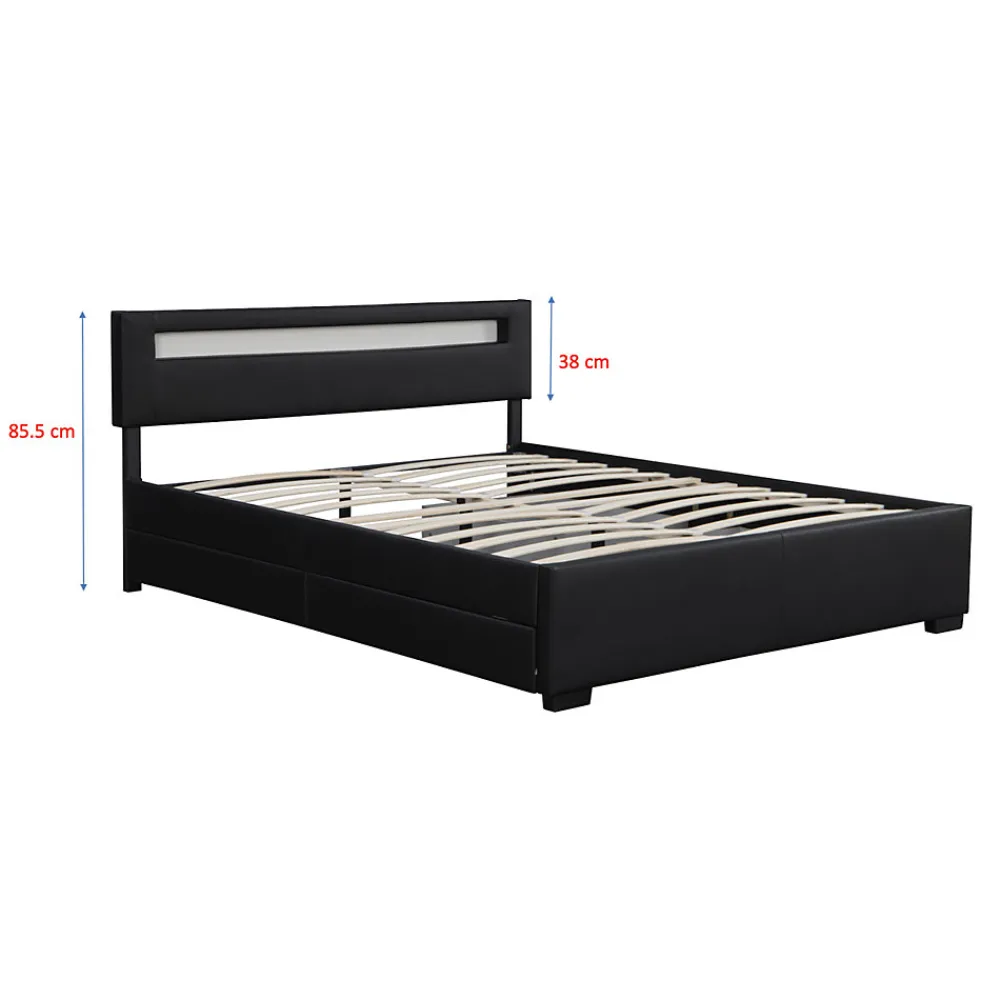 Lit coffre avec LED 160 x 200 cm blanc - ENFIELD>Concept Usine Outlet