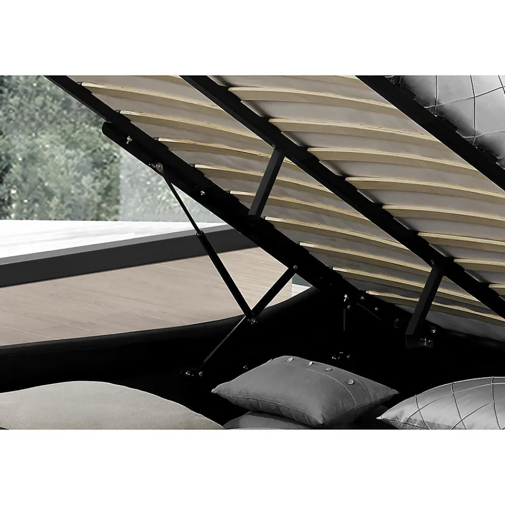 Lit coffre avec LED 140 x 190 cm noir - PORTLAND>Concept Usine Online
