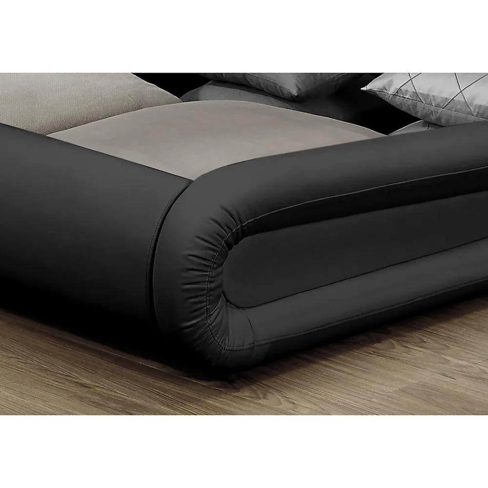 Lit coffre avec LED 140 x 190 cm noir - PORTLAND>Concept Usine Online