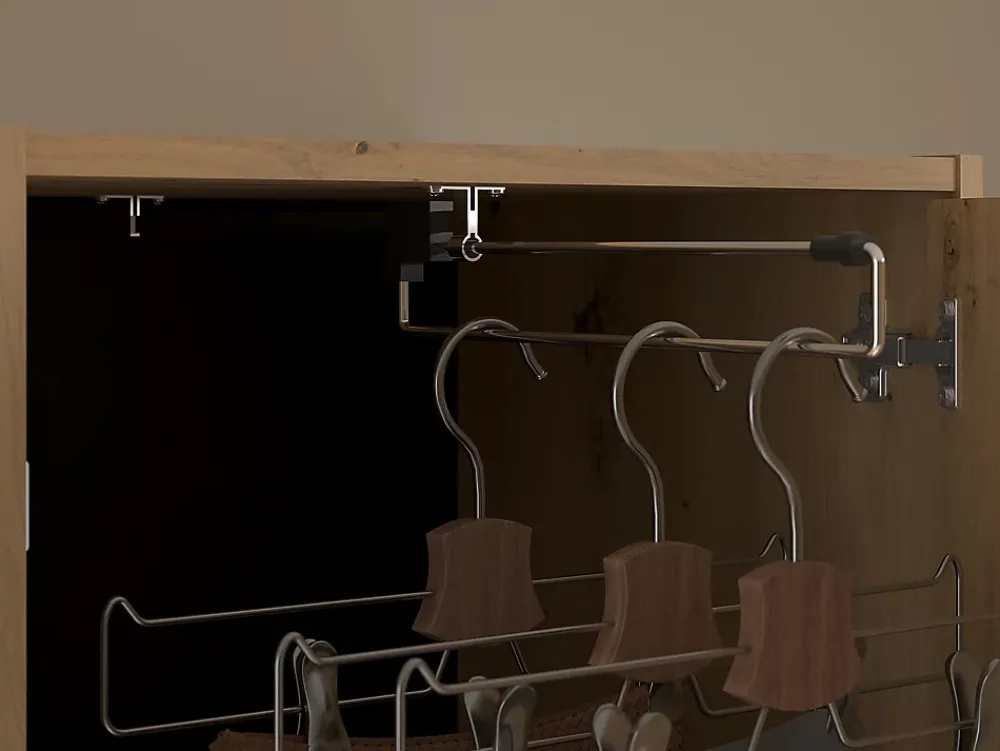 Vente-unique Lit coffre avec pont 140 x 190 cm - Coloris : Naturel et noir + Matelas - LUDARO* Lit Avec Rangement