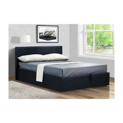 Meublorama Lit coffre avec sommier CANEL 160x200 en simili cuir, coloris noir* Lit Double