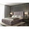 Lit coffre BADJA Tissu bouclé Taupe cendré 140x200 cm Sommier relevable Design haut de gamme>Meublorama Outlet