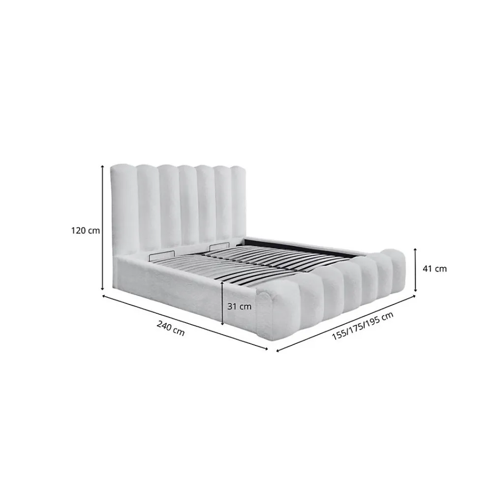 Lit coffre BADJA Tissu bouclé Terracota 180x200 cm Sommier relevable Design haut de gamme>Meublorama