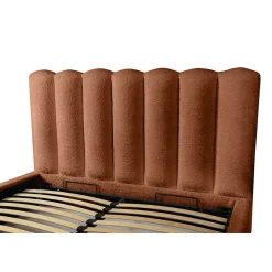 Lit coffre BADJA Tissu bouclé Terracota 180x200 cm Sommier relevable Design haut de gamme><noscript><img width=