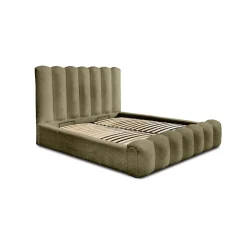 Lit coffre BADJA Tissu bouclé Sauge sèchée 180x200 cm Sommier relevable Design haut de gamme>Meublorama Best