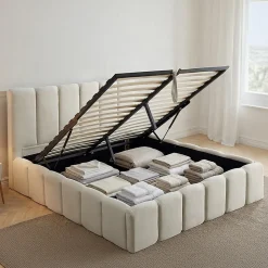 Lit coffre beige Madeleine 180x200 cm>Bellecour