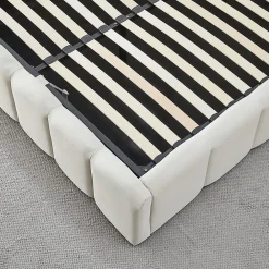 Lit coffre beige Madeleine 180x200 cm><noscript><img width=
