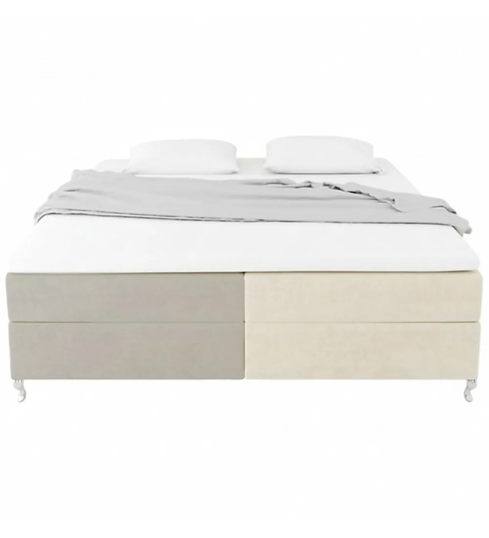 Lit Coffre Bicolore 160x200 cm Velours Alcantara beige et sable avec Matelas et Rangement Integre>Pro Et Discount Hot